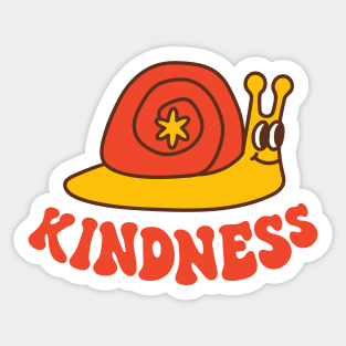 Retro snail and text Kindness Sticker